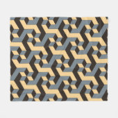 geometric seamless tile with complex rotating cubi フリースブランケット (正面(横))