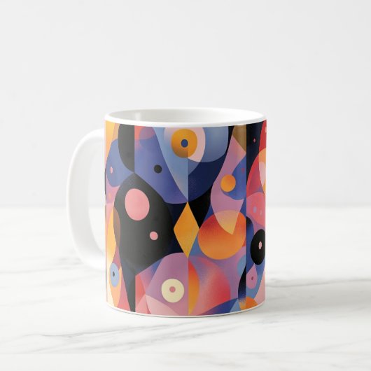 Geometric Shapes and Vibrant Colors Wall Art Print コーヒーマグカップ (正面左)