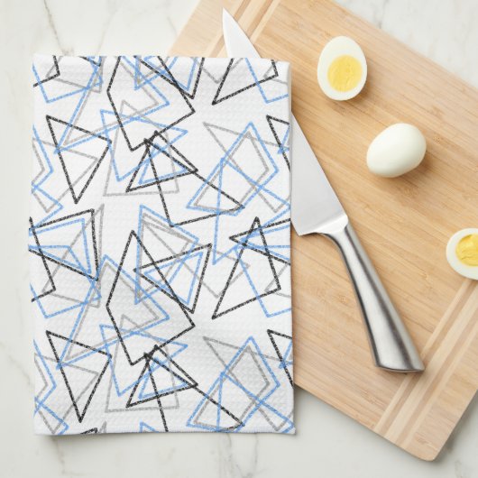 Geometric shapes in chalk on white キッチンタオル (四つ折り)