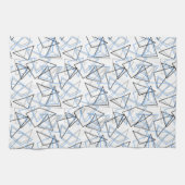 Geometric shapes in chalk on white キッチンタオル (横)