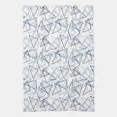 Geometric shapes in chalk on white キッチンタオル (縦)