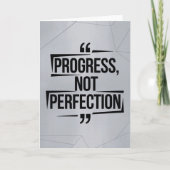 Geometric Silver Progress Not Perfection Motive カード (正面)