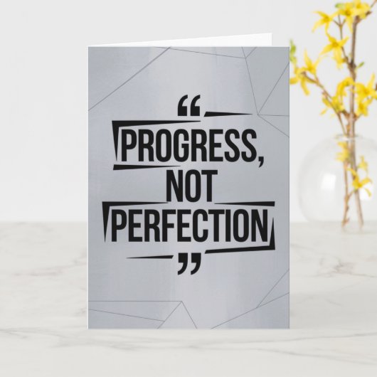 Geometric Silver Progress Not Perfection Motive カード (黄色い花)