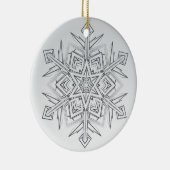 Geometric Snowflake Modern Gray & White セラミックオーナメント (右)
