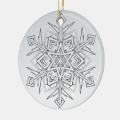 Geometric Snowflake Modern Gray & White セラミックオーナメント (左)