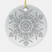 Geometric Snowflake Modern Gray & White セラミックオーナメント (裏面)