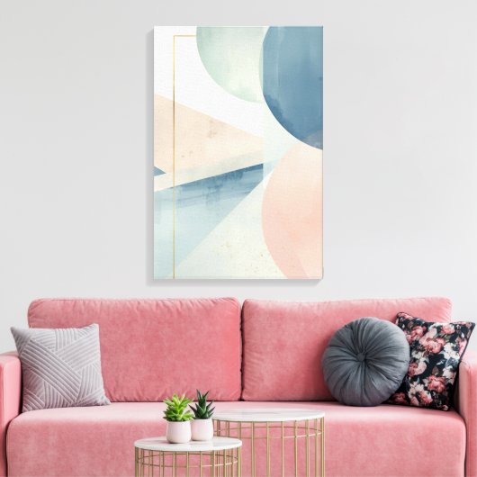 Geometric Soft Tones – Modern Pastel Abstract Wall キャンバスプリント (インサイチュ (リビング))