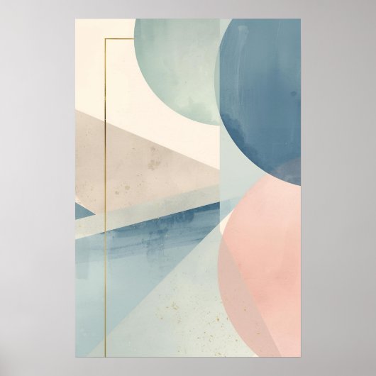 Geometric Soft Tones – Modern Pastel Abstract Wall ポスター (正面)