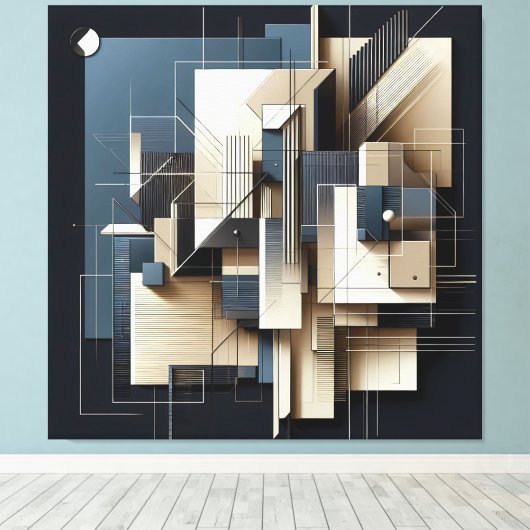 Geometric Spatial Framework キャンバスプリント (インサイチュ (ウッドフロア))