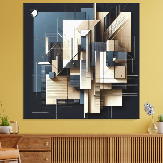 Geometric Spatial Framework キャンバスプリント (インサイチュ (リビング))