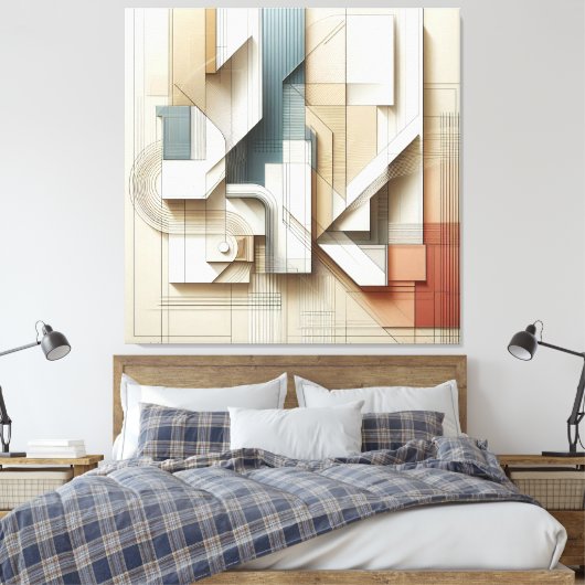 Geometric Spatial Harmony” キャンバスプリント (インサイチュ (寝室))