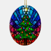 Geometric Stained Glass Christmas Tree セラミックオーナメント (右)