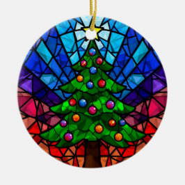 Geometric Stained Glass Christmas Tree セラミックオーナメント