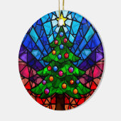 Geometric Stained Glass Christmas Tree セラミックオーナメント (左)