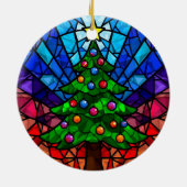 Geometric Stained Glass Christmas Tree セラミックオーナメント (裏面)