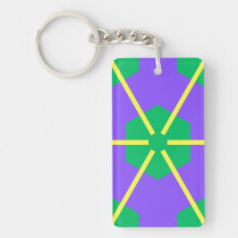 Geometric Starburst in Purple, Green and Yellow キーホルダー