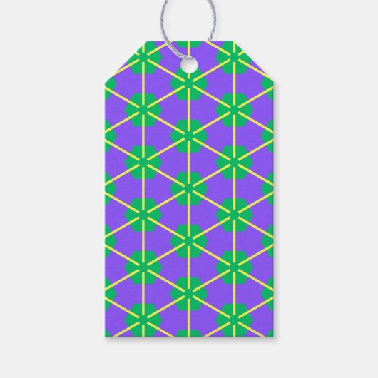 Geometric Starburst in Purple, Green and Yellow ギフトタグ (正面)