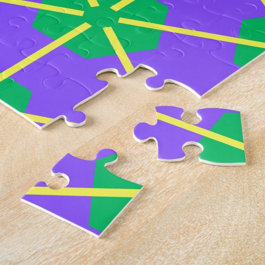 Geometric Starburst in Purple, Green and Yellow ジグソーパズル (側面)