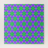 Geometric Starburst in Purple, Green and Yellow ジグソーパズル (横)