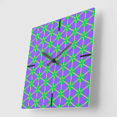 Geometric Starburst in Purple, Green and Yellow スクエア壁時計 (傾斜)