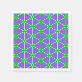 Geometric Starburst in Purple, Green and Yellow スタンダードカクテルナプキン
