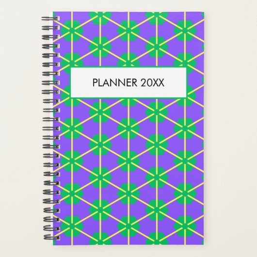 Geometric Starburst in Purple, Green and Yellow プランナー手帳 (正面)