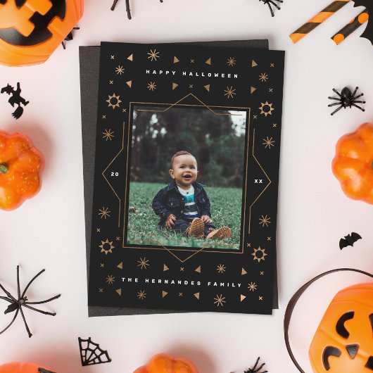Geometric Stars Fun Modern Halloween Photo Card シーズンカード