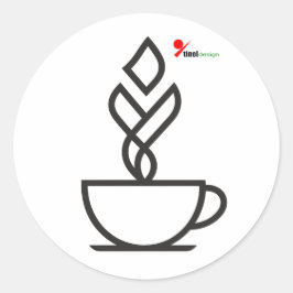 Geometric Steam Coffee Cup  – Minimalist Te ラウンドシール