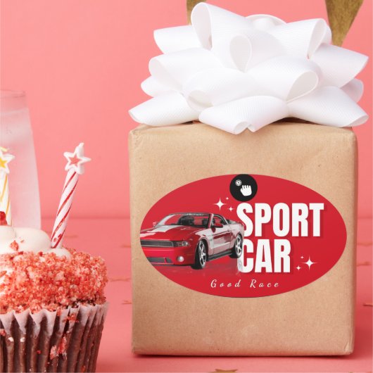  geometric sticker, pink green sticker, modern pat 楕円形シール (パーティー)