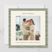 Geometric Stripes Olive Green Christmas Photo  シーズンカード (正面)