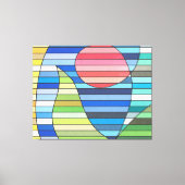 Geometric Stripes with Red Circle and Green Curves キャンバスプリント (正面)