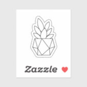 Geometric Succulent Plant in Pot Line Art Sticker  シール (シート)