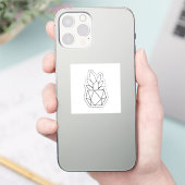 Geometric Succulent Plant in Pot Line Art Sticker  シール (スマートフォン)
