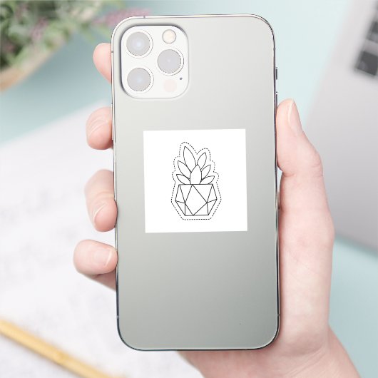 Geometric Succulent Plant in Pot Line Art Sticker  シール (スマートフォン)