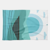 Geometric Sun Mountain Abstract with Tribal Border キッチンタオル (横)