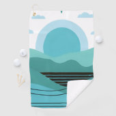 Geometric Sun Mountain Abstract with Tribal Border ゴルフタオル (インサイチュ)