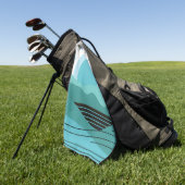 Geometric Sun Mountain Abstract with Tribal Border ゴルフタオル (グリーン)