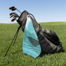 Geometric Sun Mountain Abstract with Tribal Border ゴルフタオル