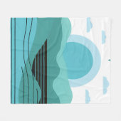 Geometric Sun Mountain Abstract with Tribal Border フリースブランケット (正面(横))