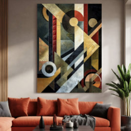 Geometric Symphony in Terracotta and Black キャンバスプリント