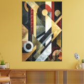 Geometric Symphony in Terracotta and Black キャンバスプリント (インサイチュ (リビング))