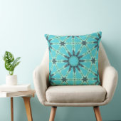 Geometric Teal Blue Sunburst Pillow クッション (椅子)