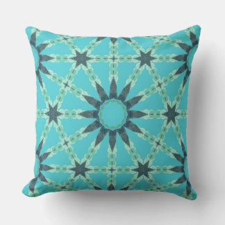 Geometric Teal Blue Sunburst Pillow クッション