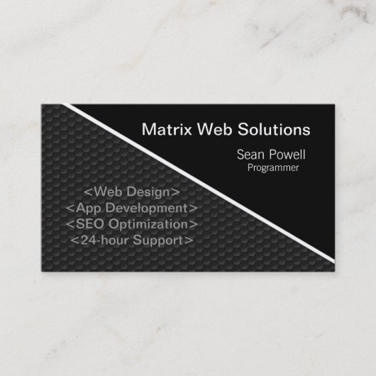 Geometric Tech Business Card、メタリックグレー 名刺 (正面)