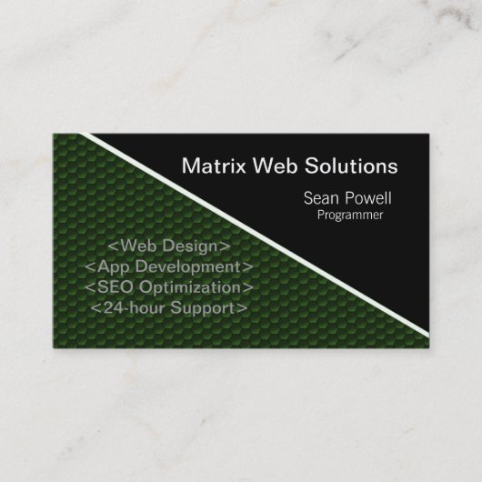 Geometric Tech Business Card、Forest Green 名刺 (正面)