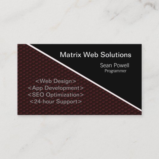 Geometric Tech Business Card、Maroon 名刺 (正面)
