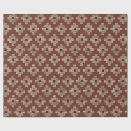 Geometric Terracotta Red Christmas Wrapping Paper ラッピングペーパー (フラット)