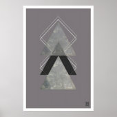Geometric Triangle Art Print Dark Grey ポスター (正面)
