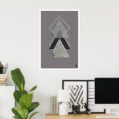 Geometric Triangle Art Print Dark Grey ポスター (ホームオフィス)