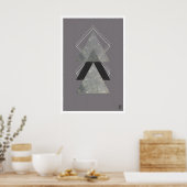 Geometric Triangle Art Print Dark Grey ポスター (キッチン)